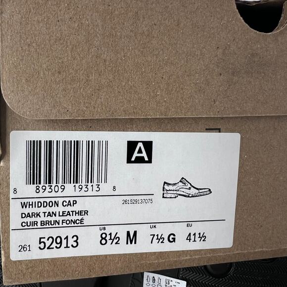 Clarks Whiddon Cap Toe Oxford Leather Shoes Dark Tan 52913 Men's US 8.5M NWD - Picture 12 of 12